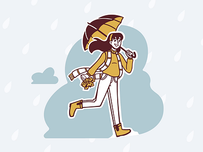 Autumn Rain animation autumn fall gif girl illustration illustrations illustrator koshutrina merkulove procreate rain run sketch speedpaint vector yellow