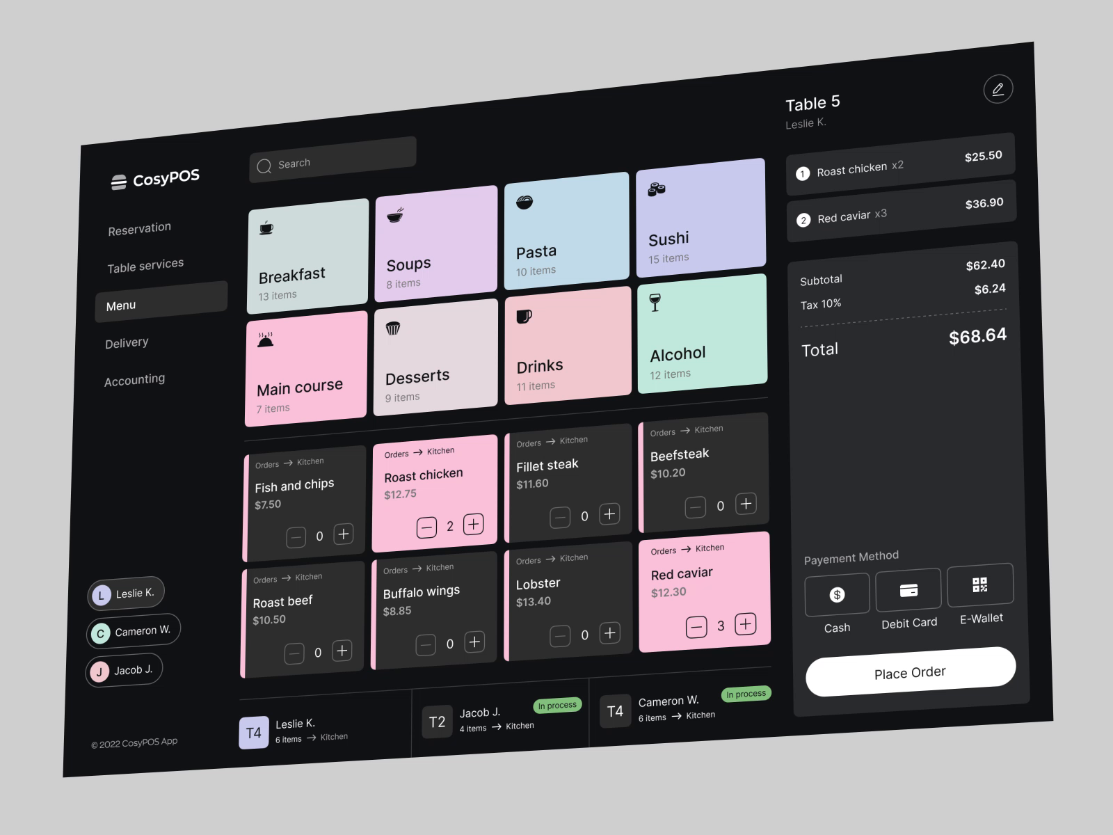 Example of CosyPOS – restaurant POS system