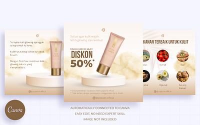 FREE INSTAGRAM TEMPLATE FOR COSMETICS WITH CANVA canva cosmetic feed free graphic design ideas ins instagram social media