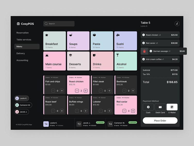 CosyPOS – restaurant POS system by Dmitry Lauretsky for Ronas IT | UI ...