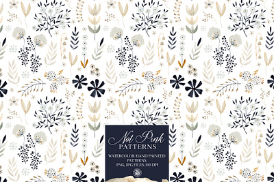 Not Pink Patterns - watercolor patterns set design fabrics flowers illustration seamless pattern watercolor