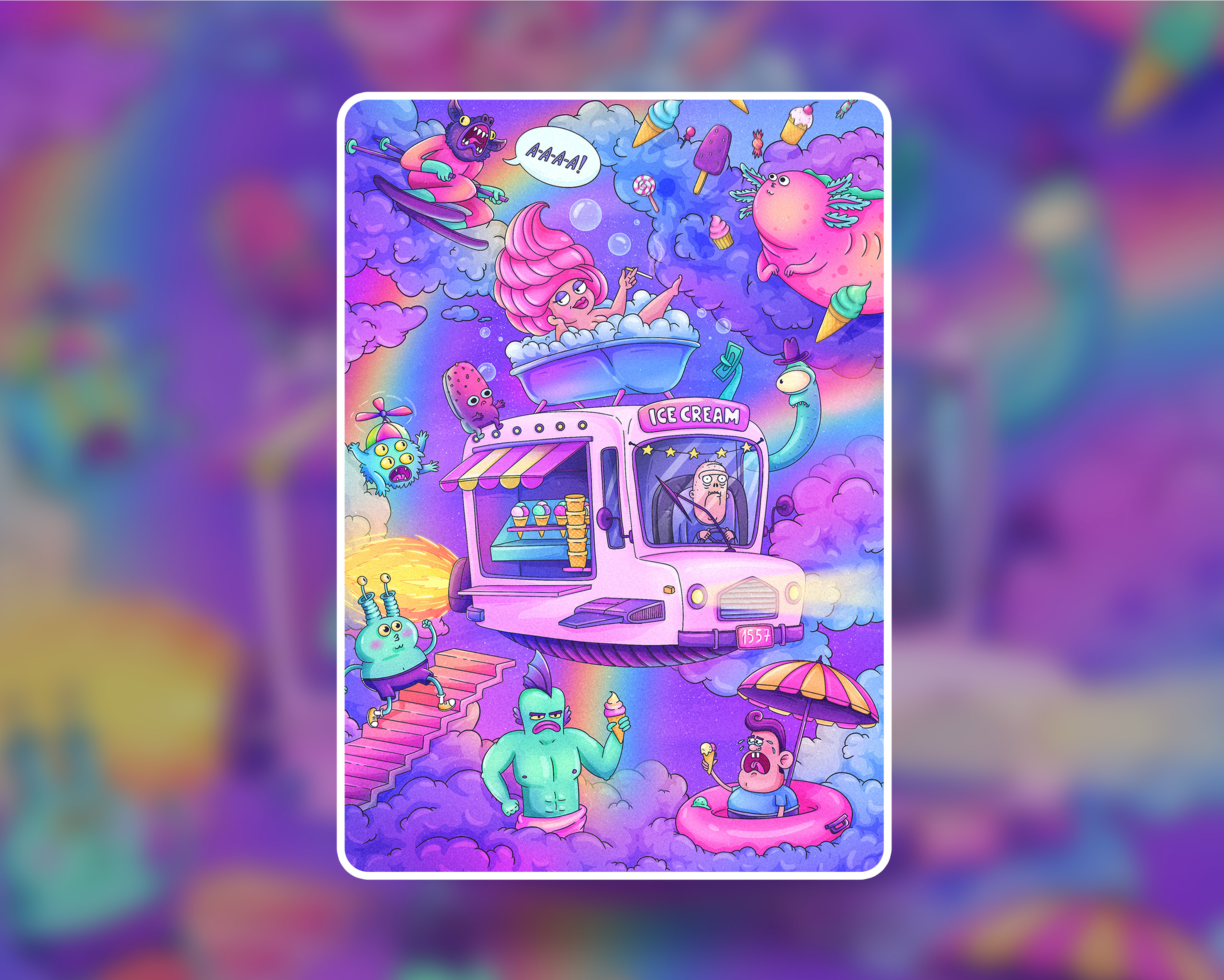 NFT Misunderstanding #3 animal art bus cartoon character colorful design graphic ice cream illustration nft procreate