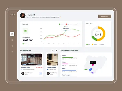 Abode commerce dashboard merchant properties real estate webapp
