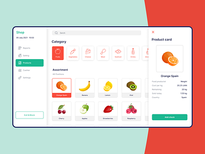 POS-terminal cashier card cashier catalog design green pos terminal products rad ui web design workspace