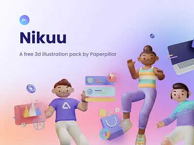 Nikuu - a Free 3d Illustration pack 3d blender community design figma free icons illustration illustrations kit pack