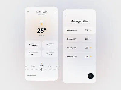 Weather app app application cities clean design designapp interface minimalism mobile mobileapp simple ui uiux ux weather weatherapp