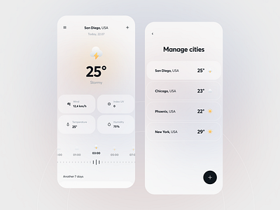 Weather app app application cities clean design designapp interface minimalism mobile mobileapp simple ui uiux ux weather weatherapp