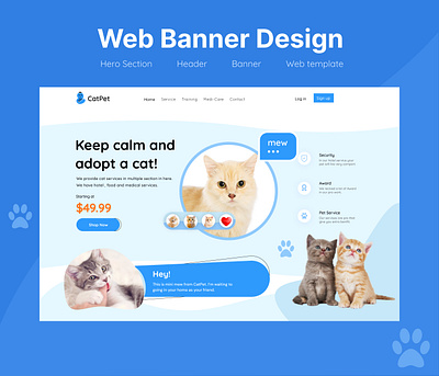 Pet Web Hero Design banner header hero herosection social web banner website wireframe