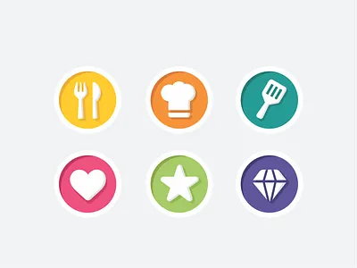 Achievements achievements badge branding coking design diamond flat heart icon icon set icons illustration interface photo star symbol user web