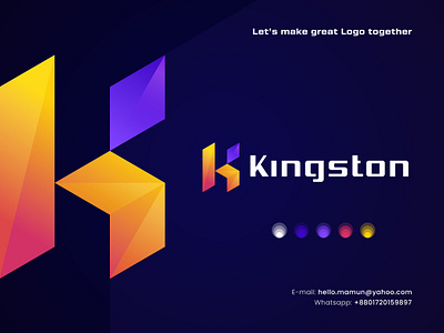 Kingston - Abstract Letter K Logo a b c d e f g h i j k l m n abstract letter k logo abstract logos app icon brand branding crypto ecommerce gradient identity lettermark logo designer logomark mark minimal logo modern logos monogram o p q r s t u v w x y z symbol unused