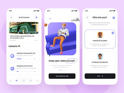 LMS app Design 3d app application course figma ios app learn learning management online ui uiux user interface ux uxdesign