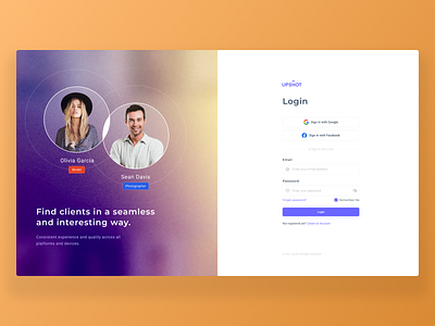 Upshot • Login Page app design ui ux