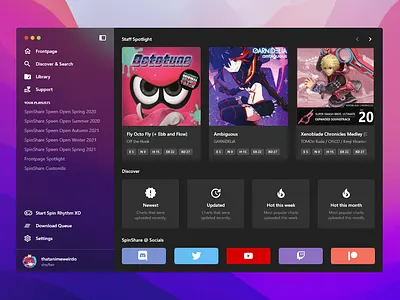 SpinShare Client Redesign Concept app design desktop glassmorphism program ui