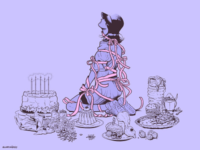 Bliss artwork cake cartoon drawing food girl illustration illustration art lineart lineillustration party retro