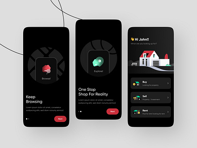 Real Estate Concept Design app dark ui design illustration inspiration mobile design property real estate ui