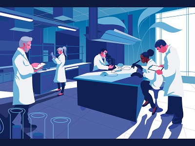 Laboratory animation character cosmetics explainer video health illustration lab laboratory medicine people research science testing vector working