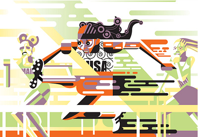 Olympics USA Track and Field Hurdles abstract caricature contemporary design editorial illustration illustrator logo olympics sports track and field usa vector