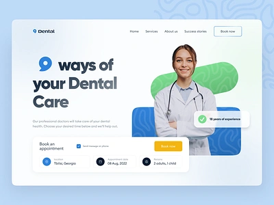 Dental Clinic Landing Page dental dental clinic dental landing dental website design dentist doctor website doctors graphic design health healthcare healthcare landing landing page medical medical website tooth typography ui design ux design web design website