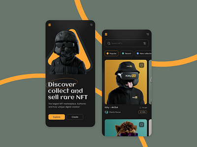 NFT Marketplace Mobile App app art coin crypto crypto wallet marketplace mobile mobile design nft nft app nft art nft marketplace product tocen trade uiux