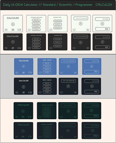 Daily UI ::004 Challenge - Calculator // Calculox brainster figma practice ui ux workshop