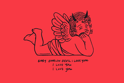 baby darlin devil angel cherub cute demon devil evil heaven hell illustration indigo desouza lyrics music red