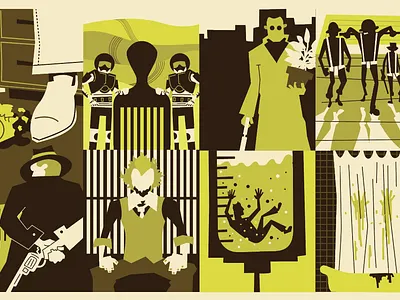 Movie Trivia character design flat illustration movie poster