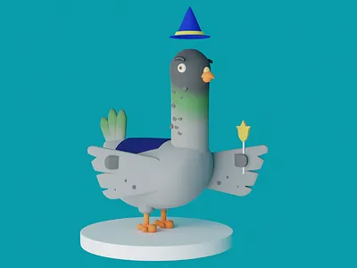 Henrique, The Wizzard 3d character design magic pidgeon