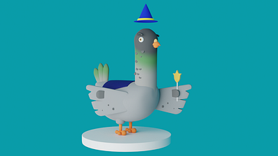 Henrique, The Wizzard 3d character design magic pidgeon