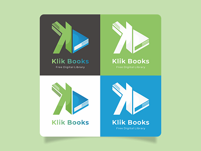 Logo Design : Klik Books Free Digital Libary blue books branding community company logo design digital digital libary graphic design green illustration information libary logo minimalist online logo reading soft design student study