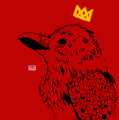 Crow King crow illustration lineart