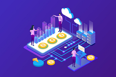 Isometric Cryptocurrency Bitcoin Analysis Vector 3d animation 3d art 3d illustration analysis app bit bitcoin blockchain btc crypto cryptocurrency currency data design illustration isometric mining page processor vector