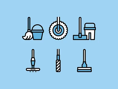 Moping icons clean cleaning design icon icons illustration line linear lines minimal minimalism minimalist mope moping vector