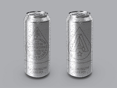 Aluminum Anniversary aluminum anniversary austin badge beerworks chrome craft beer design label lock up logo matte monoline retro silver texas texture type typography