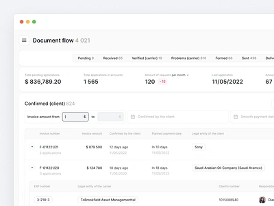 Filtering and Sorting checkbox clean dashboard data design system details dropdown erp filtering filters input list minimal product design soft ui sorting table tag ui user interface