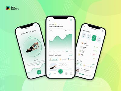 Fitness App UI Kit app capi exercise fitness gym heath illustration mobile tracker ui