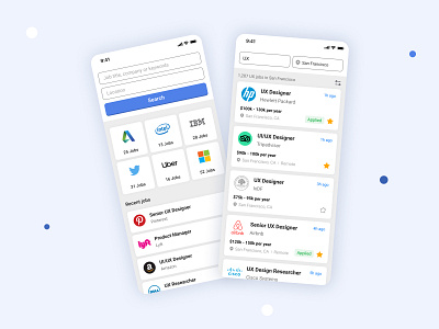 Job Search Platform / Job Finder App career careers elployee employer finder glassdoor hire hiring indeed ios job job application job finder job listing job portal job search jobs recruitment seek ux