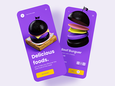 Burger app 3d app design branding c4d cinema 4d design illustration inspiration interaction interface isometric logo maxon modeling render ui ui design ux ux design web design