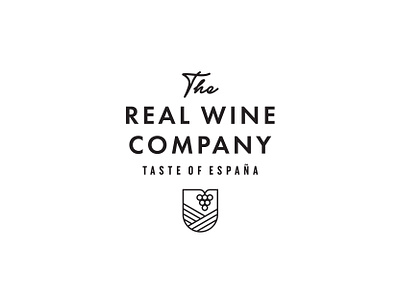 The Real Wine Co. company crest grape icon logo mark real shield symbol vine vineyard wine