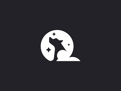 Moon wolf brand branding design elegant illustration logo logotype mark minimalism minimalistic modern moon mystic nignt sign star wild wolf