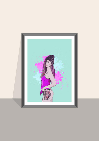 Inked girl design flatdesign flatposter illustration vector