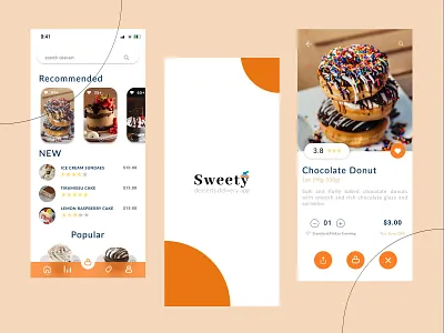 Desserts delivery mobile app app delivery design desserts figma food food app mobile app sweety ui ui ux ui ux design