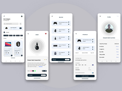 Gadget Store Mobile app UI app apple branding design e commerce lenovo minimal mobile mobileapp razer typography ui