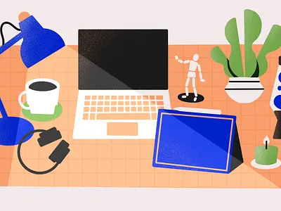 Workspace Style Frame design desk illustration digital geometric graphic design illustration illustrator plants procreate space studio textured wfh work work from home working workspace