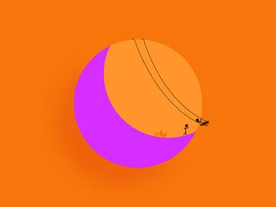 Minutes to Midnight 🌙 adobe illustrator couple cute design illustration minimal moon sun swing