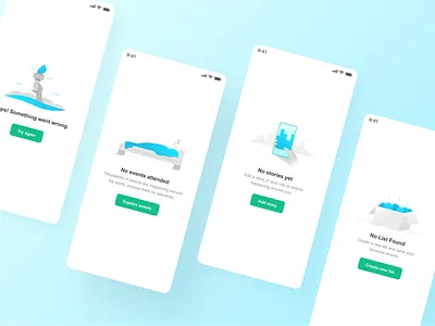 Empty states - AllEvents adobe allevents android branding colorful design system empty state error events figma graphic design grid illustration illustrator ios layout mobile mobile design sky ui