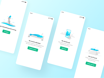 Empty states - AllEvents adobe allevents android branding colorful design system empty state error events figma graphic design grid illustration illustrator ios layout mobile mobile design sky ui