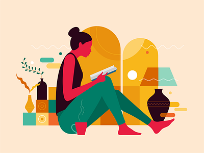 Reader digital illustraion minimalistic vector
