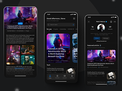 News App - UI/UX design app article author authorprofile blogpost news newsapp newspage newspaper profile ui ux