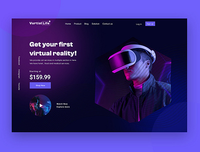 Virtual Reality Web Banner banner design graphic design header hero reality section virtual web webbanner