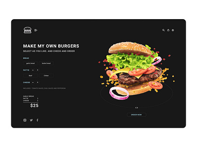 Make Burger burger chef clean cooking delivery eating food food app food delivery service landing page minimal pizza resturant ui design ux design web design